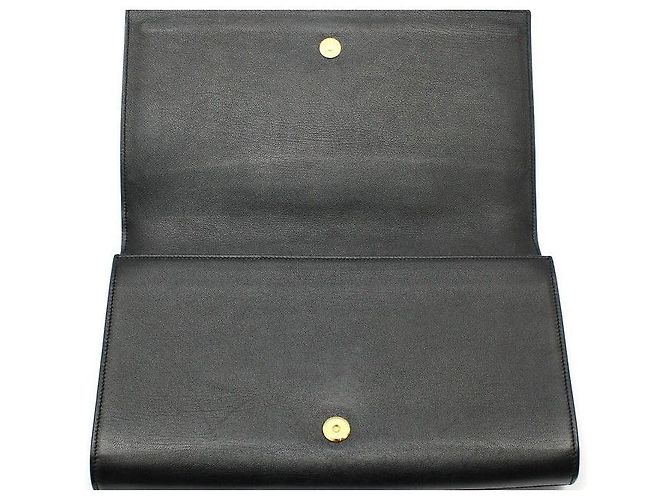 Saint Laurent Clutch Belture in pelle nera Nero - vista 4