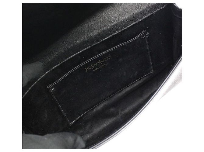 Saint Laurent Clutch Belture in pelle nera Nero - vista 7