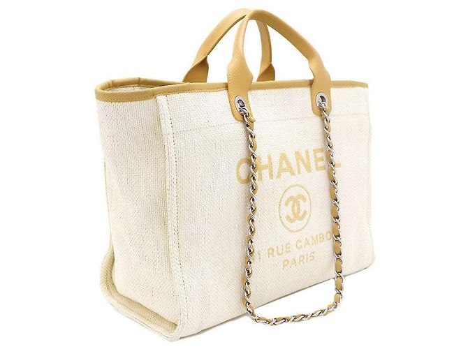 Chanel Borsa Tote Large Deauville e Borsa a Spalla Giallo - vista 2