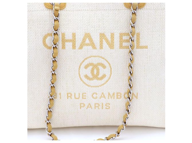 Chanel Borsa Tote Large Deauville e Borsa a Spalla Giallo - vista 4