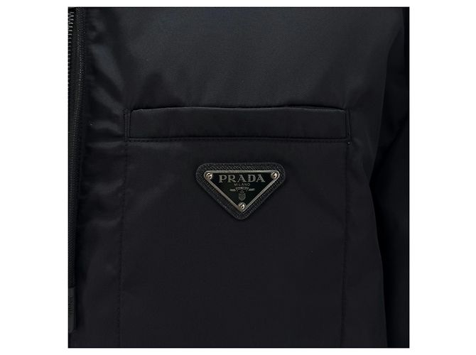 Prada Giacca con cappuccio con logo triangle in Re-Nylon Nero - vista 6