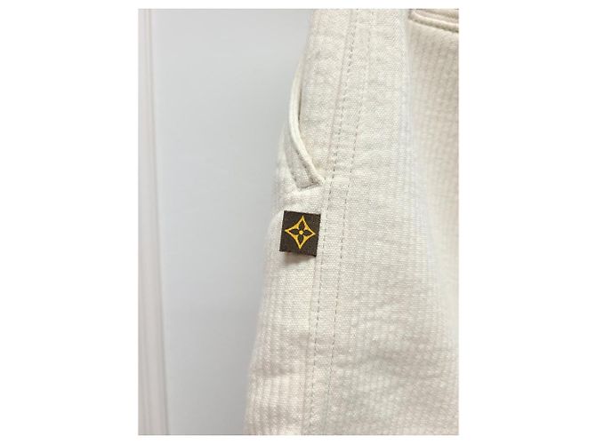 Louis Vuitton Short safari de pana beige y tono dorado Blanco - vista 4