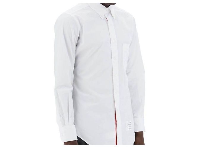 Thom Browne Camicia classica in popeline con rifinitura RWB nascosta Argento - vista 2