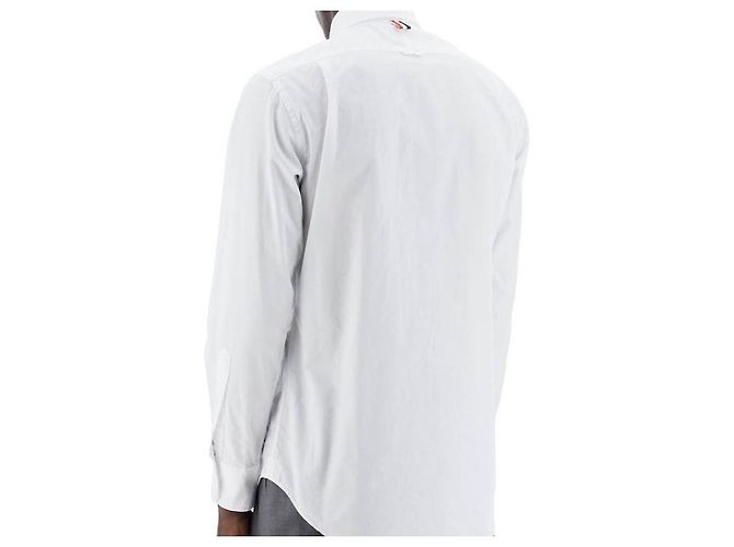 Thom Browne Camicia classica in popeline con rifinitura RWB nascosta Argento - vista 7