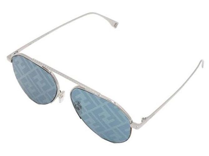 Fendi Gafas de sol aviador con logotipo FF plateado brillante - vista 2