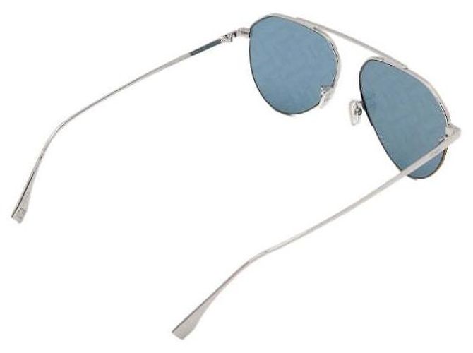 Fendi Gafas de sol aviador con logotipo FF plateado brillante - vista 3