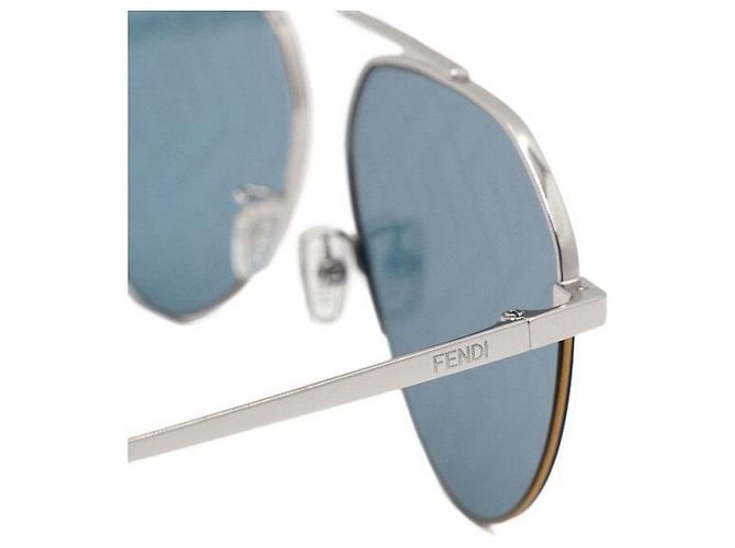 Fendi Gafas de sol aviador con logotipo FF plateado brillante - vista 4