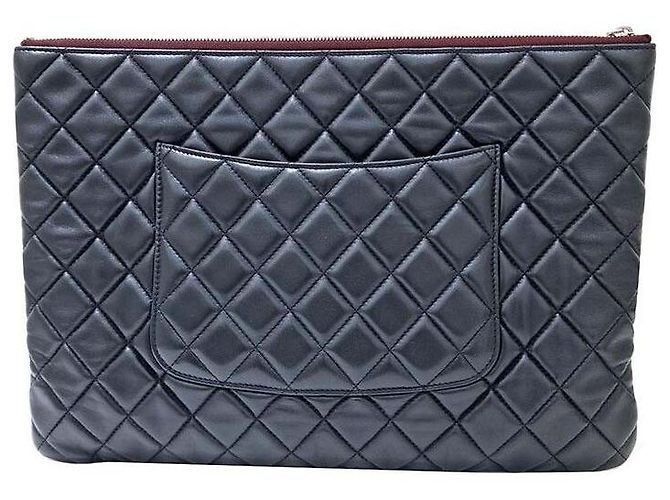 Chanel Clutch in agnello Large Nero - vista 3