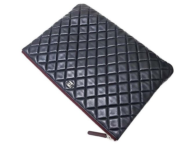 Chanel Clutch in agnello Large Nero - vista 4