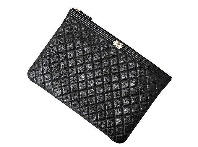 Chanel Clutch Caviar Boy Large Nero - vista 2