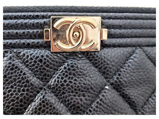 Chanel Clutch Caviar Boy Large Nero - vista 5