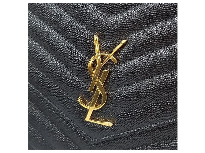 Saint Laurent Clutch matelassé Monogram con finiture dorate Nero - vista 3
