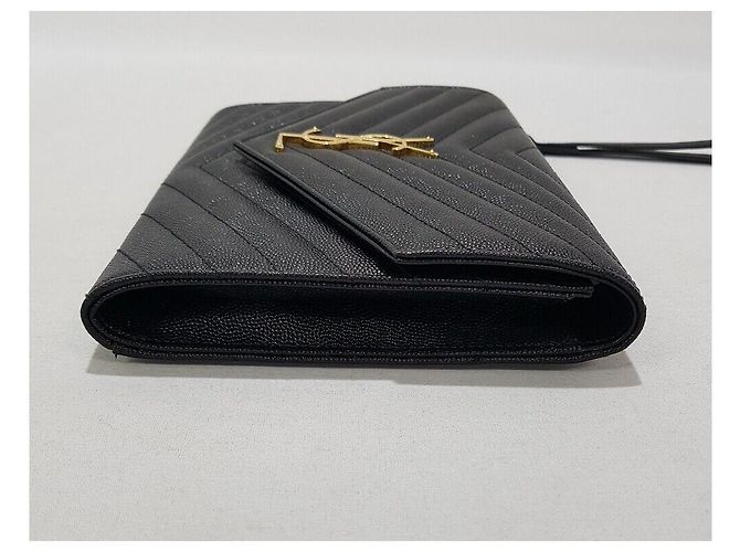 Saint Laurent Clutch matelassé Monogram con finiture dorate Nero - vista 6