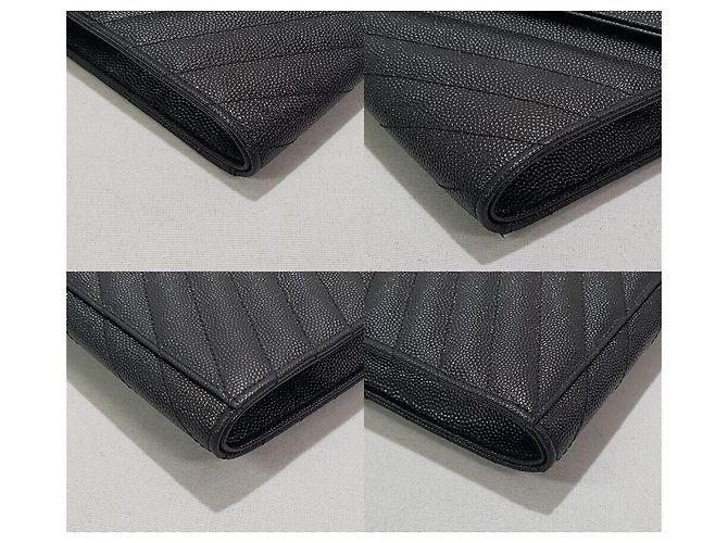 Saint Laurent Clutch matelassé Monogram con finiture dorate Nero - vista 7