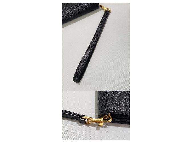 Saint Laurent Clutch matelassé Monogram con finiture dorate Nero - vista 8