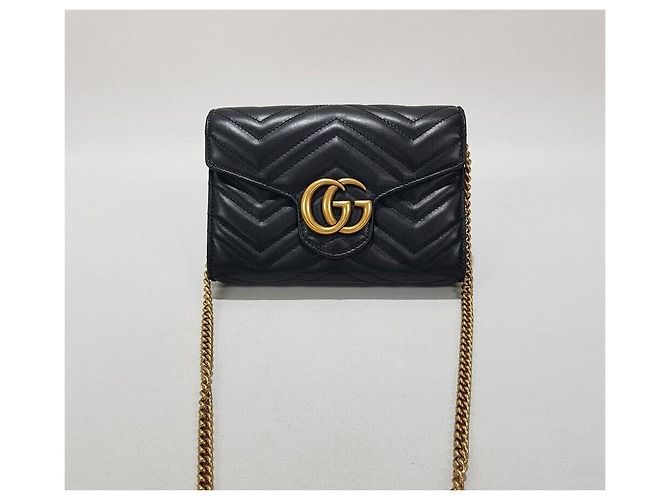 Gucci Mini borsa a catena trapuntata GG Marmont Nero - vista 2