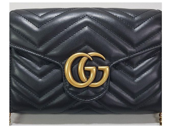 Gucci Mini borsa a catena trapuntata GG Marmont Nero - vista 3