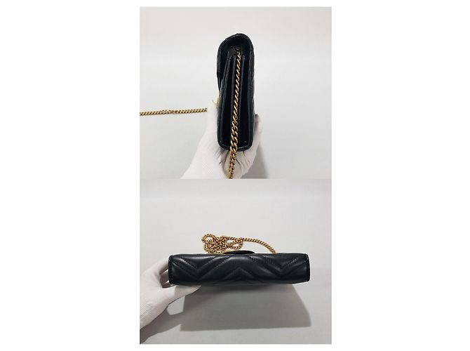 Gucci Mini borsa a catena trapuntata GG Marmont Nero - vista 4