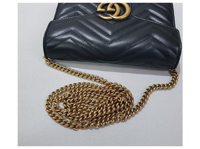 Gucci Mini borsa a catena trapuntata GG Marmont Nero - vista 6