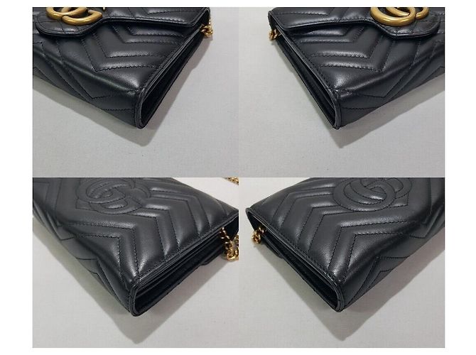 Gucci Mini borsa a catena trapuntata GG Marmont Nero - vista 7