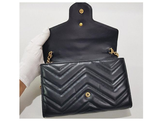 Gucci Mini borsa a catena trapuntata GG Marmont Nero - vista 8