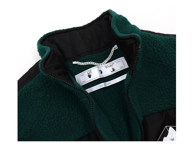 Off White Giacca in pile da uomo con shearling Verde - vista 5