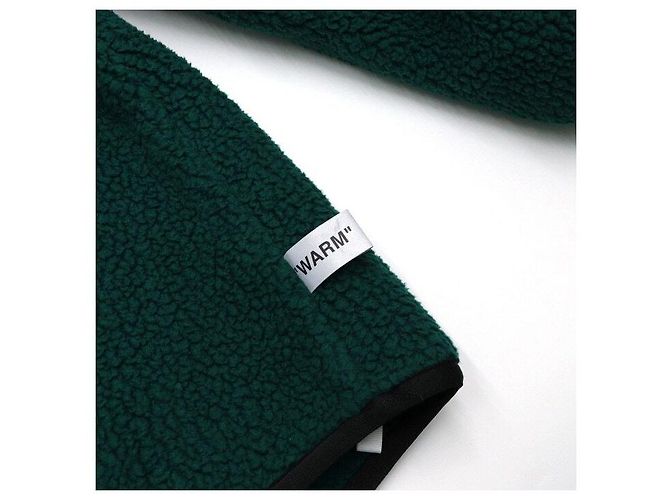 Off White Giacca in pile da uomo con shearling Verde - vista 7
