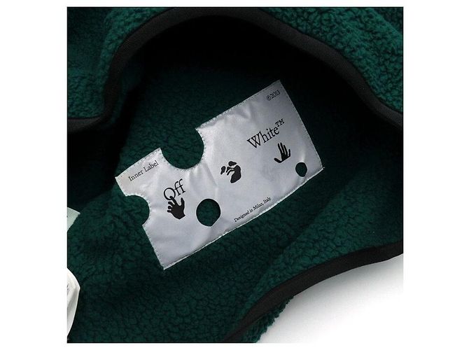 Off White Giacca in pile da uomo con shearling Verde - vista 8