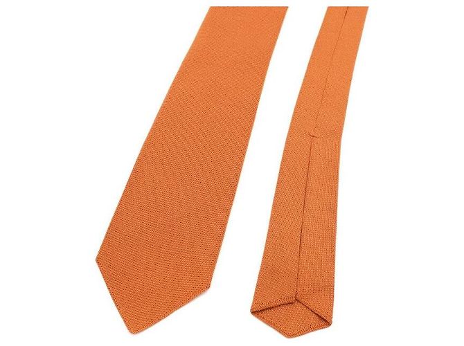 Hermès Orange Check Pattern Silk Men's Tie - view 3