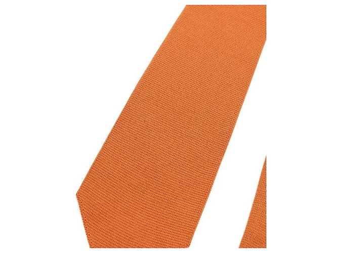 Hermès Orange Check Pattern Silk Men's Tie - view 4