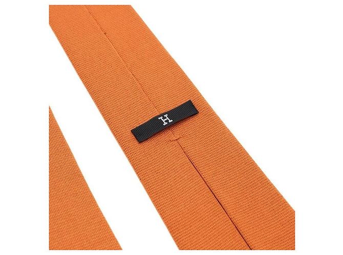 Hermès Orange Check Pattern Silk Men's Tie - view 6