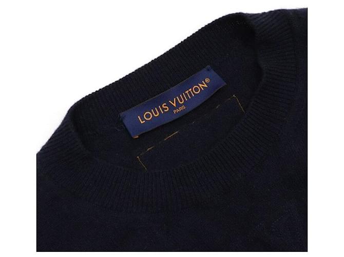 Louis Vuitton Navy Strickpullover für Herren mit geprägtem Logo Blau - Ansicht 5