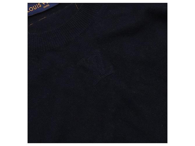 Louis Vuitton Navy Strickpullover für Herren mit geprägtem Logo Blau - Ansicht 6