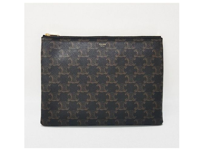 Céline Triomphe Canvas Pouch Clutch Bag Schwarz - Ansicht 2