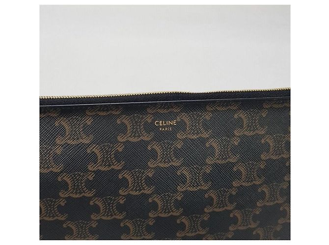 Céline Triomphe Canvas Pouch Clutch Bag Schwarz - Ansicht 3