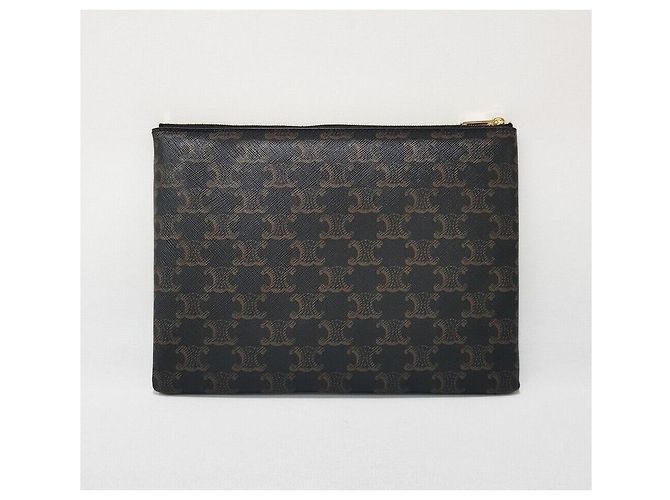 Céline Triomphe Canvas Pouch Clutch Bag Schwarz - Ansicht 5