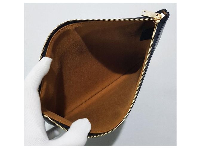Céline Triomphe Canvas Pouch Clutch Bag Schwarz - Ansicht 8