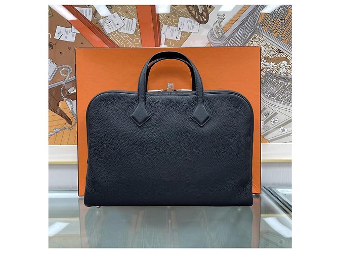 Hermès Valigetta Victoria II Nero Argento - vista 3