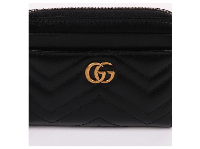 Gucci Tarjetero matelassé GG con baño de oro Negro - vista 3