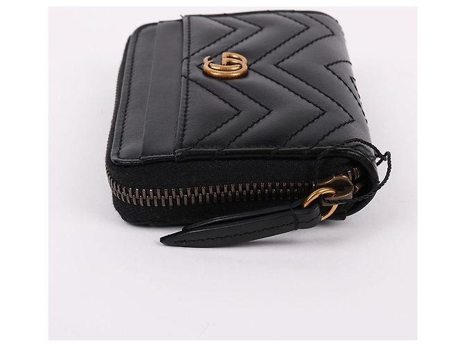 Gucci Tarjetero matelassé GG con baño de oro Negro - vista 7