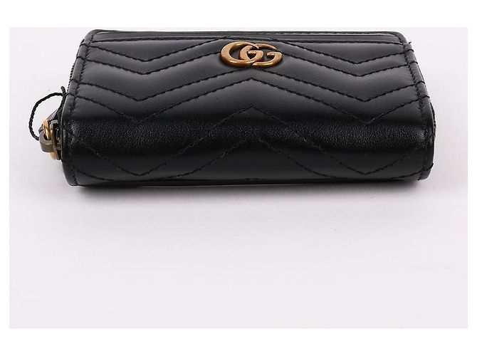 Gucci Tarjetero matelassé GG con baño de oro Negro - vista 8