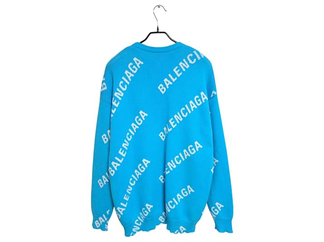 Balenciaga Multi-Logo Intarsia-Strick Blau - Ansicht 2