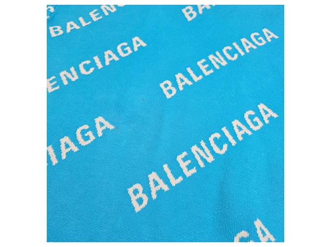 Balenciaga Multi-Logo Intarsia-Strick Blau - Ansicht 3