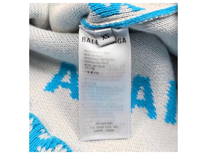 Balenciaga Multi-Logo Intarsia-Strick Blau - Ansicht 6