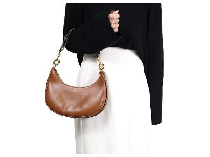 Céline Borsa Aba Medium in pelle di vitello liscia Tan Marrone - vista 11