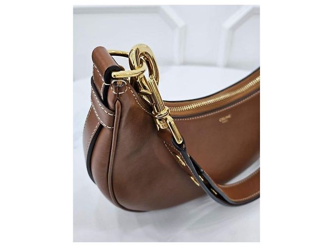 Céline Borsa Aba Medium in pelle di vitello liscia Tan Marrone - vista 7