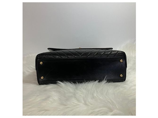 Chanel Pelle di vitello Chevron Coco Handle Oro Large Nero - vista 6