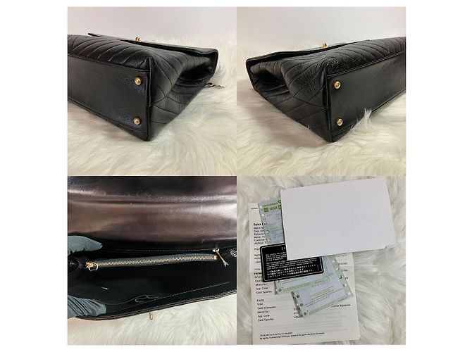 Chanel Pelle di vitello Chevron Coco Handle Oro Large Nero - vista 8