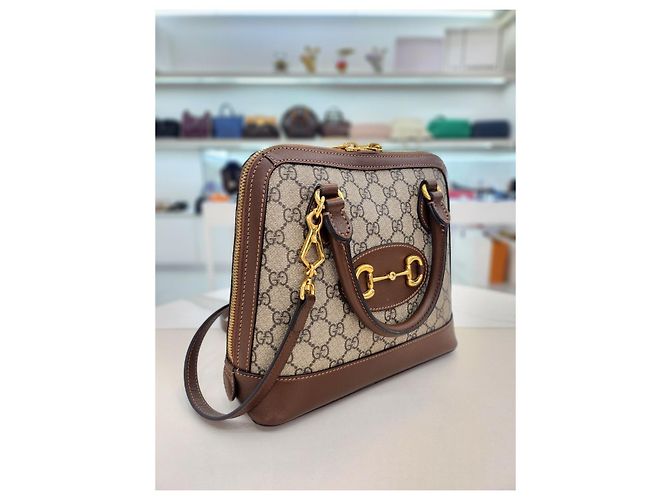 Horsebit 1955 Gucci Borsa Tote con Manico Superiore e Tracolla Horsebit Small Marrone - vista 11