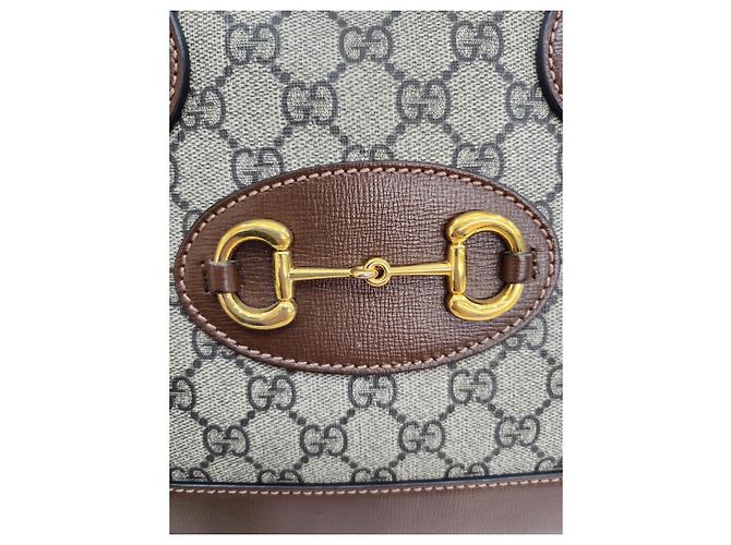 Horsebit 1955 Gucci Borsa Tote con Manico Superiore e Tracolla Horsebit Small Marrone - vista 16